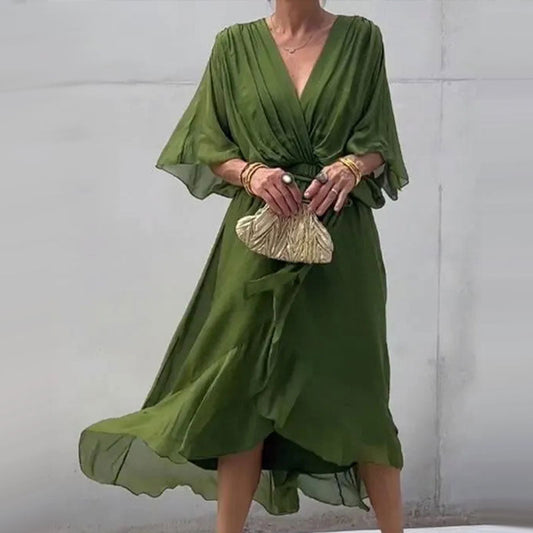 Alyssa – Flowing V-Neck Midi Dress